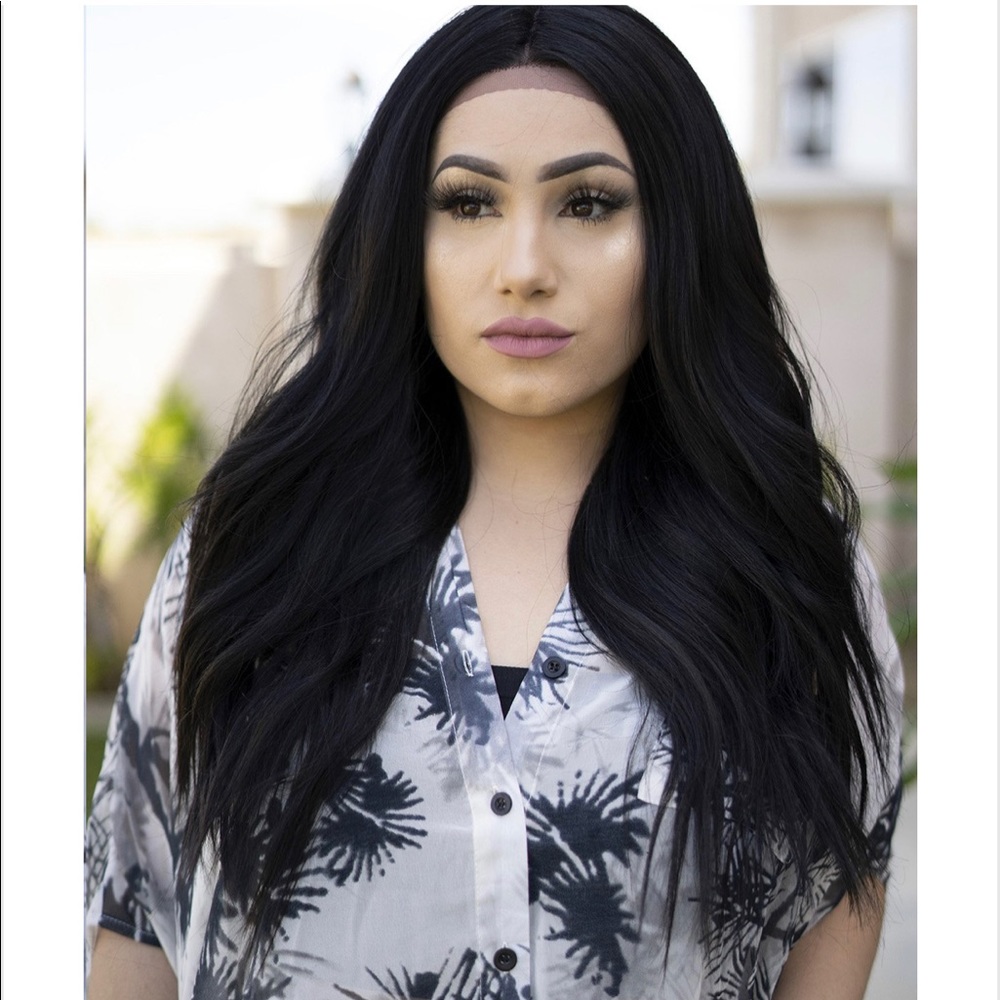 Lace front black wig